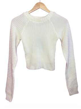 PrettyLittleThing White Cropped Rib Knit Jumper